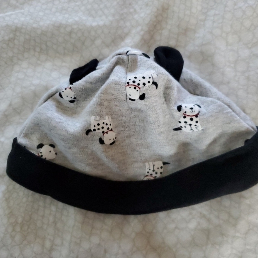 Cute Dalmatian Print Baby Hat in Black and Gray (Size: 3 months)